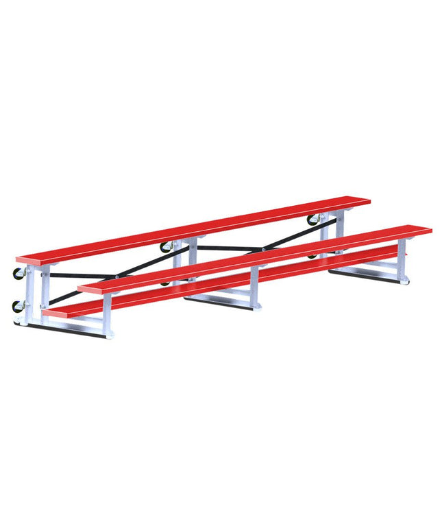 Jaypro Sports Bleacher - 15 ft. (2 Row - Single Foot Plank) - Tip & Roll (Powder Coated) BLCH-2TRGPC - Play and Sync