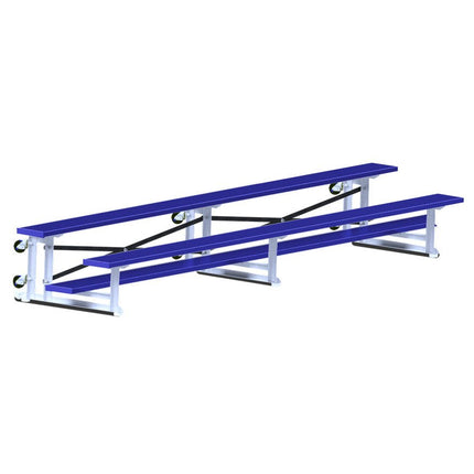Jaypro Sports Bleacher - 15 ft. (2 Row - Single Foot Plank) - Tip & Roll (Powder Coated) BLCH-2TRGPC - Play and Sync