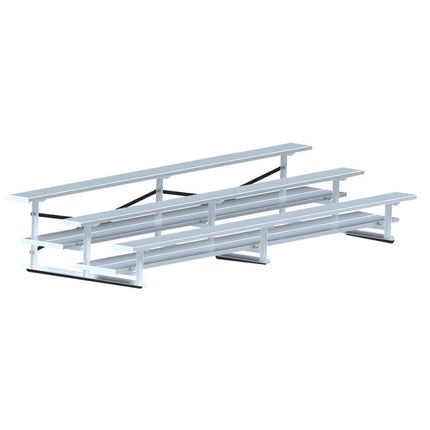 Jaypro Sports Bleacher - 15 ft. (3 Row - Double Foot Plank) - All Aluminum | BLDP - 3AL BLDP-3AL - Play and Sync