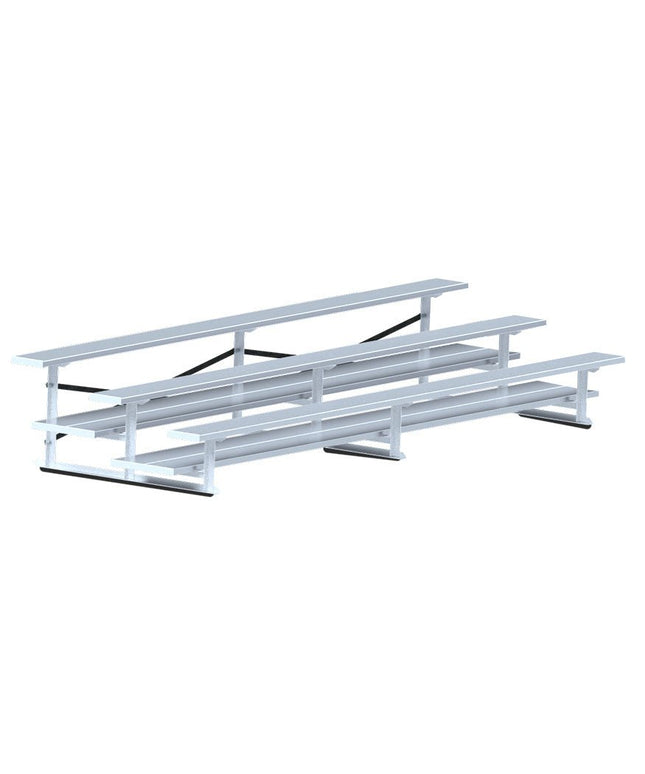 Jaypro Sports Bleacher - 15 ft. (3 Row - Double Foot Plank) - All Aluminum | BLDP - 3AL BLDP-3AL - Play and Sync