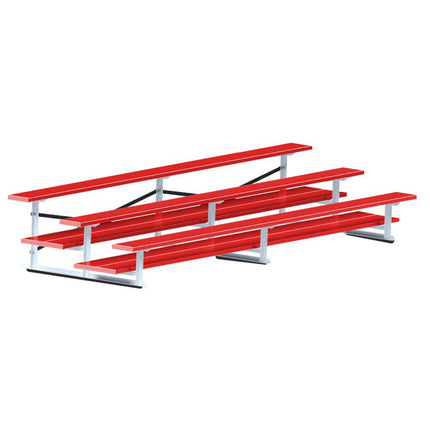 Jaypro Sports Bleacher - 15 ft. (3 Row - Double Foot Plank) - All Aluminum (Powder Coated) BLDP-3ALPC - Play and Sync