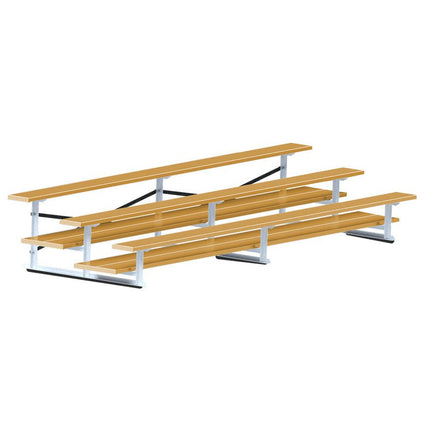 Jaypro Sports Bleacher - 15 ft. (3 Row - Double Foot Plank) - All Aluminum (Powder Coated) BLDP-3ALPC - Play and Sync