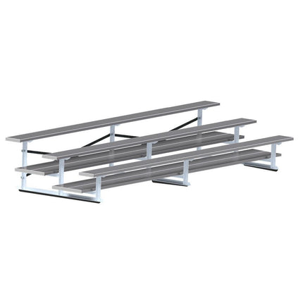 Jaypro Sports Bleacher - 15 ft. (3 Row - Double Foot Plank) - All Aluminum (Powder Coated) BLDP-3ALPC - Play and Sync
