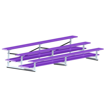 Jaypro Sports Bleacher - 15 ft. (3 Row - Double Foot Plank) - All Aluminum (Powder Coated) BLDP-3ALPC - Play and Sync