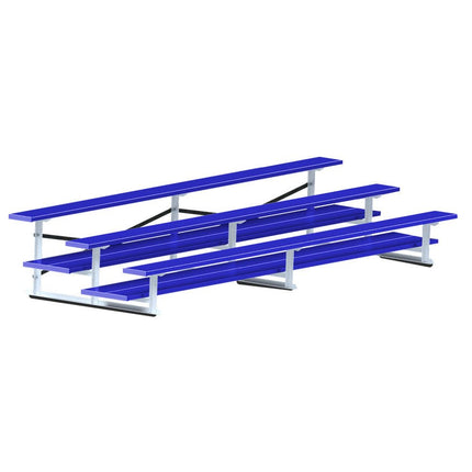 Jaypro Sports Bleacher - 15 ft. (3 Row - Double Foot Plank) - All Aluminum (Powder Coated) BLDP-3ALPC - Play and Sync