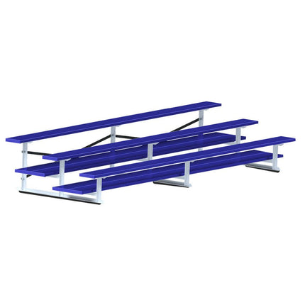 Jaypro Sports Bleacher - 15 ft. (3 Row - Double Foot Plank) - All Aluminum (Powder Coated) BLDP-3ALPC - Play and Sync