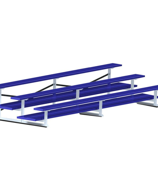 Jaypro Sports Bleacher - 15 ft. (3 Row - Double Foot Plank) - All Aluminum (Powder Coated) BLDP-3ALPC - Play and Sync