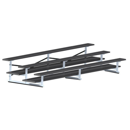 Jaypro Sports Bleacher - 15 ft. (3 Row - Double Foot Plank) - All Aluminum (Powder Coated) BLDP-3ALPC - Play and Sync