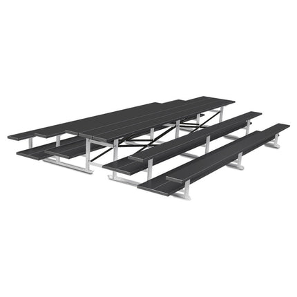 Jaypro Sports Bleacher - 15 ft. (3 Row - Double Foot Plank) - Back - To - Back (Powder Coated) BTDP-3PC - Play and Sync