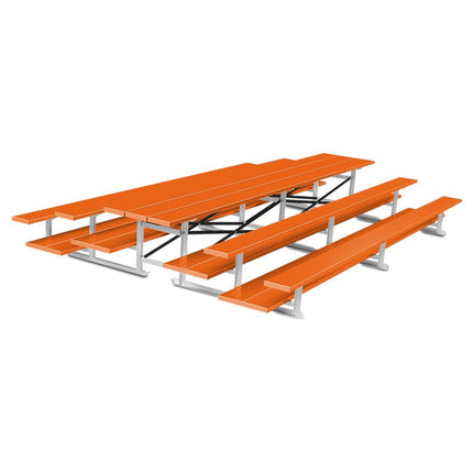 Jaypro Sports Bleacher - 15 ft. (3 Row - Double Foot Plank) - Back - To - Back (Powder Coated) BTDP-3PC - Play and Sync
