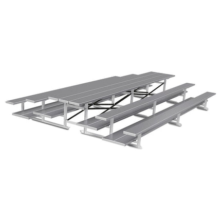 Jaypro Sports Bleacher - 15 ft. (3 Row - Double Foot Plank) - Back - To - Back (Powder Coated) BTDP-3PC - Play and Sync