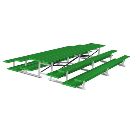 Jaypro Sports Bleacher - 15 ft. (3 Row - Double Foot Plank) - Back - To - Back (Powder Coated) BTDP-3PC - Play and Sync