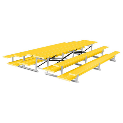 Jaypro Sports Bleacher - 15 ft. (3 Row - Double Foot Plank) - Back - To - Back (Powder Coated) BTDP-3PC - Play and Sync