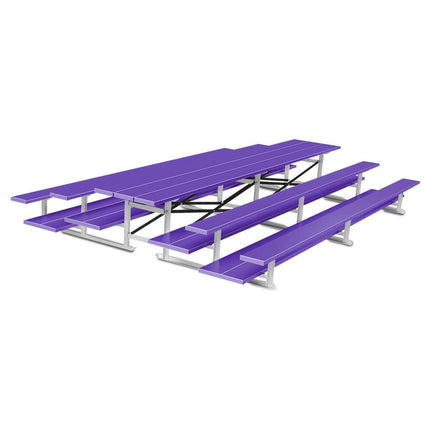Jaypro Sports Bleacher - 15 ft. (3 Row - Double Foot Plank) - Back - To - Back (Powder Coated) BTDP-3PC - Play and Sync
