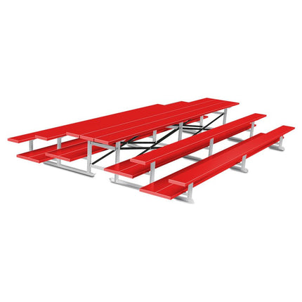 Jaypro Sports Bleacher - 15 ft. (3 Row - Double Foot Plank) - Back - To - Back (Powder Coated) BTDP-3PC - Play and Sync