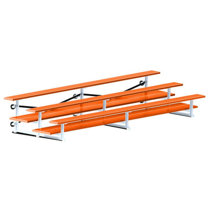 Jaypro Sports Bleacher - 15 ft. (3 Row - Double Foot Plank) - Tip & Roll (Powder Coated) BLDP-3TRGPC - Play and Sync