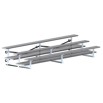 Jaypro Sports Bleacher - 15 ft. (3 Row - Double Foot Plank) - Tip & Roll (Powder Coated) BLDP-3TRGPC - Play and Sync