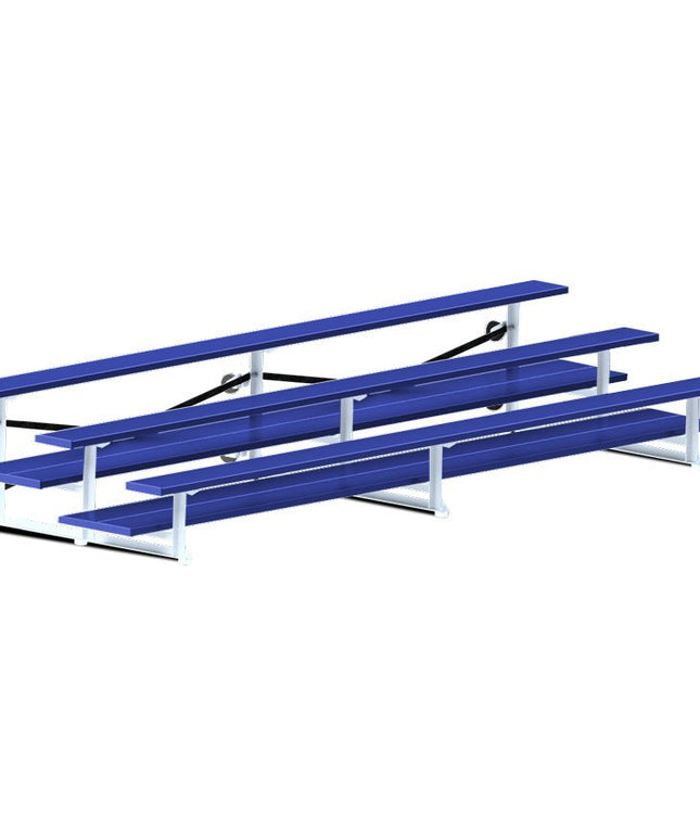 Jaypro Sports Bleacher - 15 ft. (3 Row - Double Foot Plank) - Tip & Roll (Powder Coated) BLDP-3TRGPC - Play and Sync