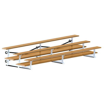 Jaypro Sports Bleacher - 15 ft. (3 Row - Double Foot Plank) - Tip & Roll (Powder Coated) BLDP-3TRGPC - Play and Sync