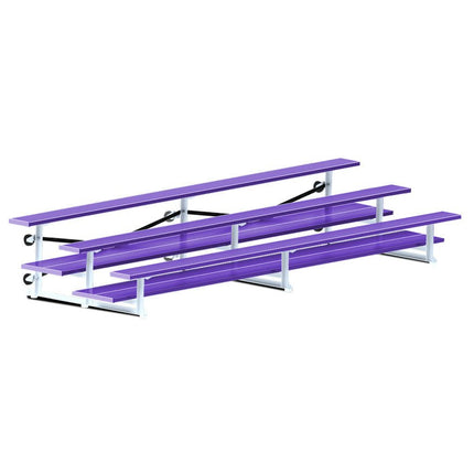 Jaypro Sports Bleacher - 15 ft. (3 Row - Double Foot Plank) - Tip & Roll (Powder Coated) BLDP-3TRGPC - Play and Sync