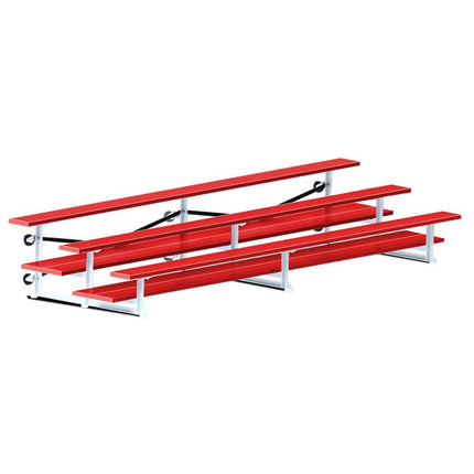 Jaypro Sports Bleacher - 15 ft. (3 Row - Double Foot Plank) - Tip & Roll (Powder Coated) BLDP-3TRGPC - Play and Sync