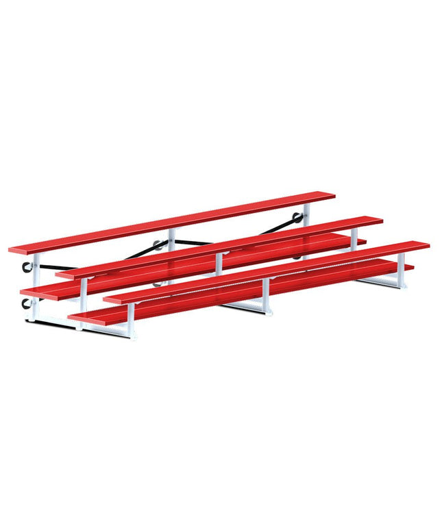 Jaypro Sports Bleacher - 15 ft. (3 Row - Double Foot Plank) - Tip & Roll (Powder Coated) BLDP-3TRGPC - Play and Sync