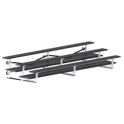 Jaypro Sports Bleacher - 15 ft. (3 Row - Double Foot Plank) - Tip & Roll (Powder Coated) BLDP-3TRGPC - Play and Sync