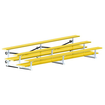Jaypro Sports Bleacher - 15 ft. (3 Row - Double Foot Plank) - Tip & Roll (Powder Coated) BLDP-3TRGPC - Play and Sync