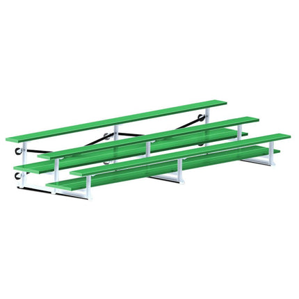 Jaypro Sports Bleacher - 15 ft. (3 Row - Double Foot Plank) - Tip & Roll (Powder Coated) BLDP-3TRGPC - Play and Sync