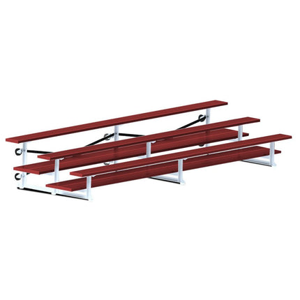 Jaypro Sports Bleacher - 15 ft. (3 Row - Double Foot Plank) - Tip & Roll (Powder Coated) BLDP-3TRGPC - Play and Sync