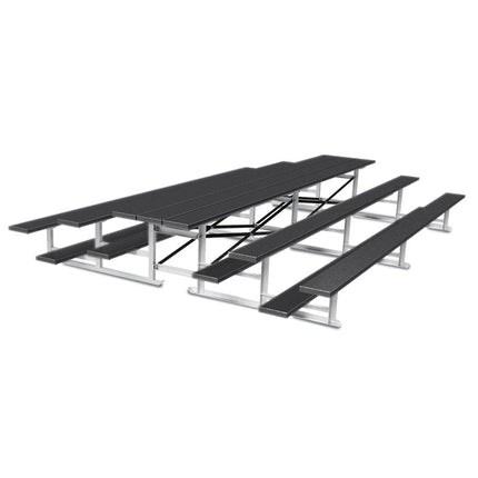 Jaypro Sports Bleacher - 15 ft. (3 Row - Single Foot Plank) - Back - To - Back (Powder Coated) BTBB-3PC - Play and Sync