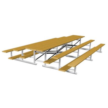 Jaypro Sports Bleacher - 15 ft. (3 Row - Single Foot Plank) - Back - To - Back (Powder Coated) BTBB-3PC - Play and Sync