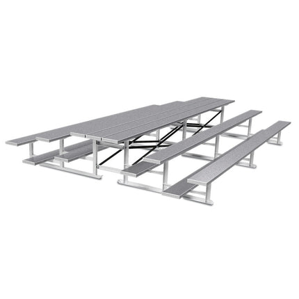 Jaypro Sports Bleacher - 15 ft. (3 Row - Single Foot Plank) - Back - To - Back (Powder Coated) BTBB-3PC - Play and Sync