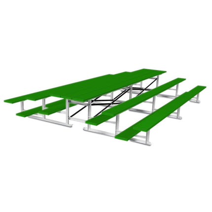 Jaypro Sports Bleacher - 15 ft. (3 Row - Single Foot Plank) - Back - To - Back (Powder Coated) BTBB-3PC - Play and Sync