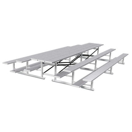 Jaypro Sports Bleacher - 15 ft. (3 Row - Single Foot Plank) - Back - To - Back (Powder Coated) BTBB-3PC - Play and Sync