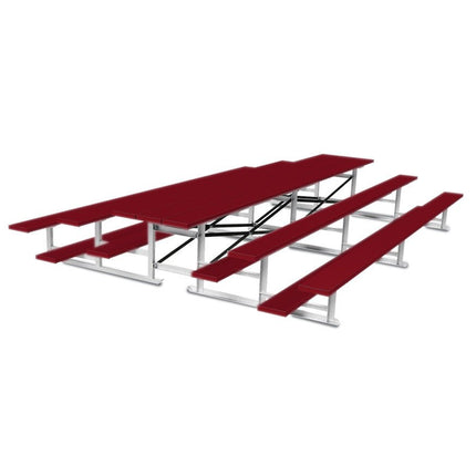 Jaypro Sports Bleacher - 15 ft. (3 Row - Single Foot Plank) - Back - To - Back (Powder Coated) BTBB-3PC - Play and Sync