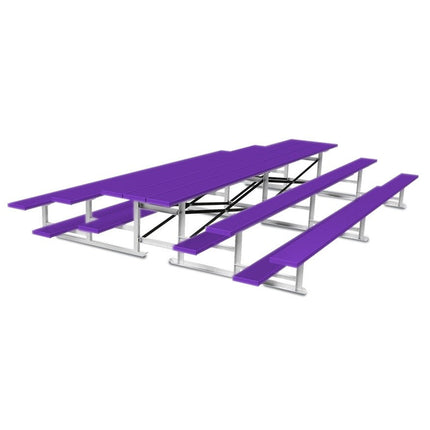 Jaypro Sports Bleacher - 15 ft. (3 Row - Single Foot Plank) - Back - To - Back (Powder Coated) BTBB-3PC - Play and Sync