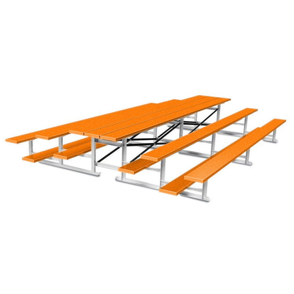 Jaypro Sports Bleacher - 15 ft. (3 Row - Single Foot Plank) - Back - To - Back (Powder Coated) BTBB-3PC - Play and Sync