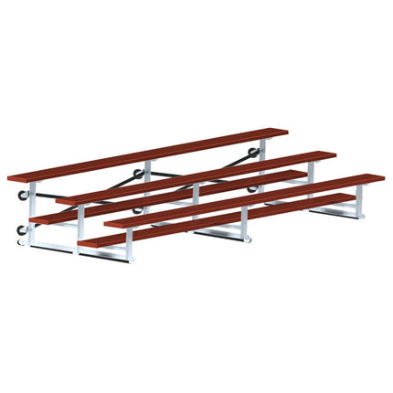 Jaypro Sports Bleacher - 15 ft. (3 Row - Single Foot Plank) - Tip & Roll (Powder Coated) BLCH-3TRGPC - Play and Sync