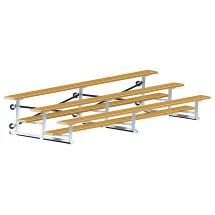 Jaypro Sports Bleacher - 15 ft. (3 Row - Single Foot Plank) - Tip & Roll (Powder Coated) BLCH-3TRGPC - Play and Sync