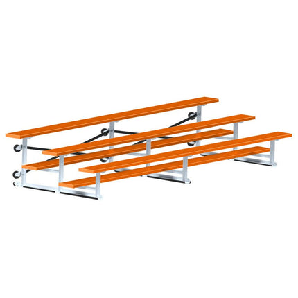 Jaypro Sports Bleacher - 15 ft. (3 Row - Single Foot Plank) - Tip & Roll (Powder Coated) BLCH-3TRGPC - Play and Sync