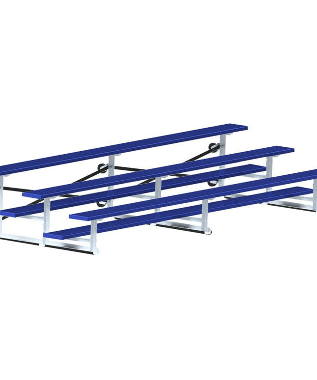 Jaypro Sports Bleacher - 15 ft. (3 Row - Single Foot Plank) - Tip & Roll (Powder Coated) BLCH-3TRGPC - Play and Sync
