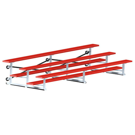 Jaypro Sports Bleacher - 15 ft. (3 Row - Single Foot Plank) - Tip & Roll (Powder Coated) BLCH-3TRGPC - Play and Sync