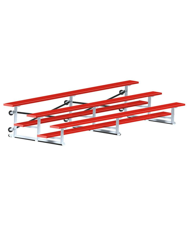 Jaypro Sports Bleacher - 15 ft. (3 Row - Single Foot Plank) - Tip & Roll (Powder Coated) BLCH-3TRGPC - Play and Sync