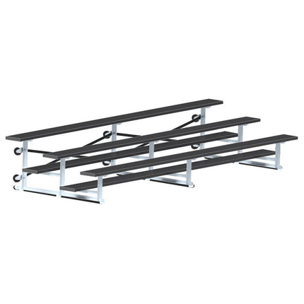 Jaypro Sports Bleacher - 15 ft. (3 Row - Single Foot Plank) - Tip & Roll (Powder Coated) BLCH-3TRGPC - Play and Sync