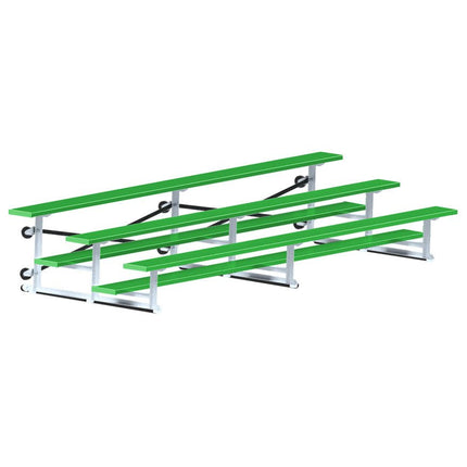 Jaypro Sports Bleacher - 15 ft. (3 Row - Single Foot Plank) - Tip & Roll (Powder Coated) BLCH-3TRGPC - Play and Sync
