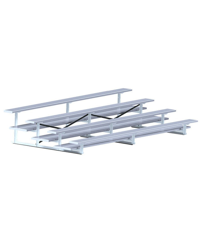 Jaypro Sports Bleacher - 15 ft. (4 Row - Double Foot Plank) - All Aluminum (Powder Coated) BLDP-4ALPC - Play and Sync