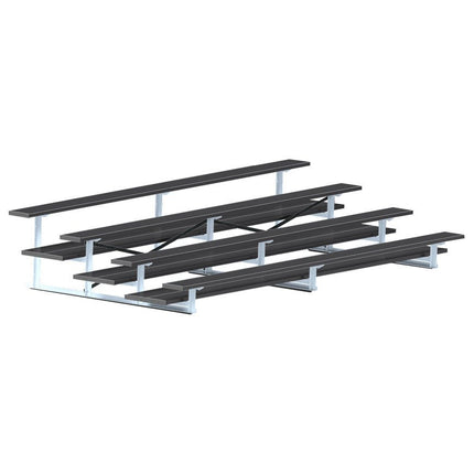 Jaypro Sports Bleacher - 15 ft. (4 Row - Double Foot Plank) - All Aluminum (Powder Coated) BLDP-4ALPC - Play and Sync