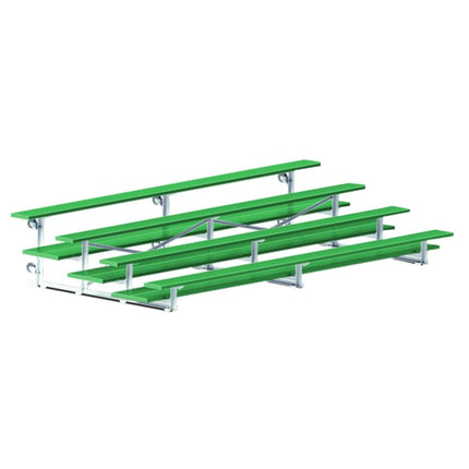 Jaypro Sports Bleacher - 15 ft. (4 Row - Double Foot Plank) - Tip & Roll (Powder Coated) BLDP-4TRGPC - Play and Sync