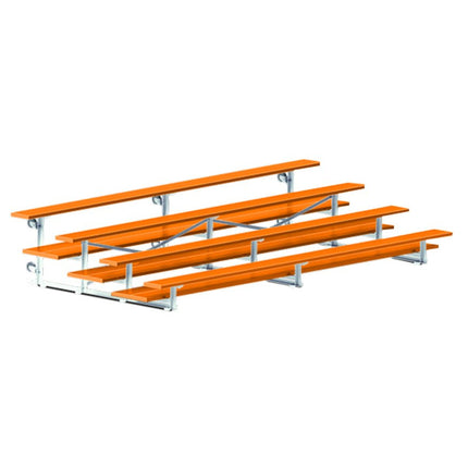 Jaypro Sports Bleacher - 15 ft. (4 Row - Double Foot Plank) - Tip & Roll (Powder Coated) BLDP-4TRGPC - Play and Sync